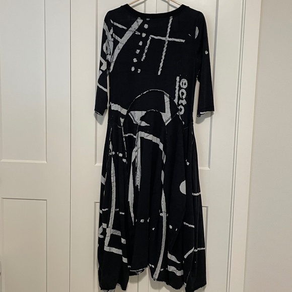 LAST CALL: RUNDHOLZ Black 2022 Graphic Lantern Dress Cotton Pockets NWT Sz M - Picture 7 of 11